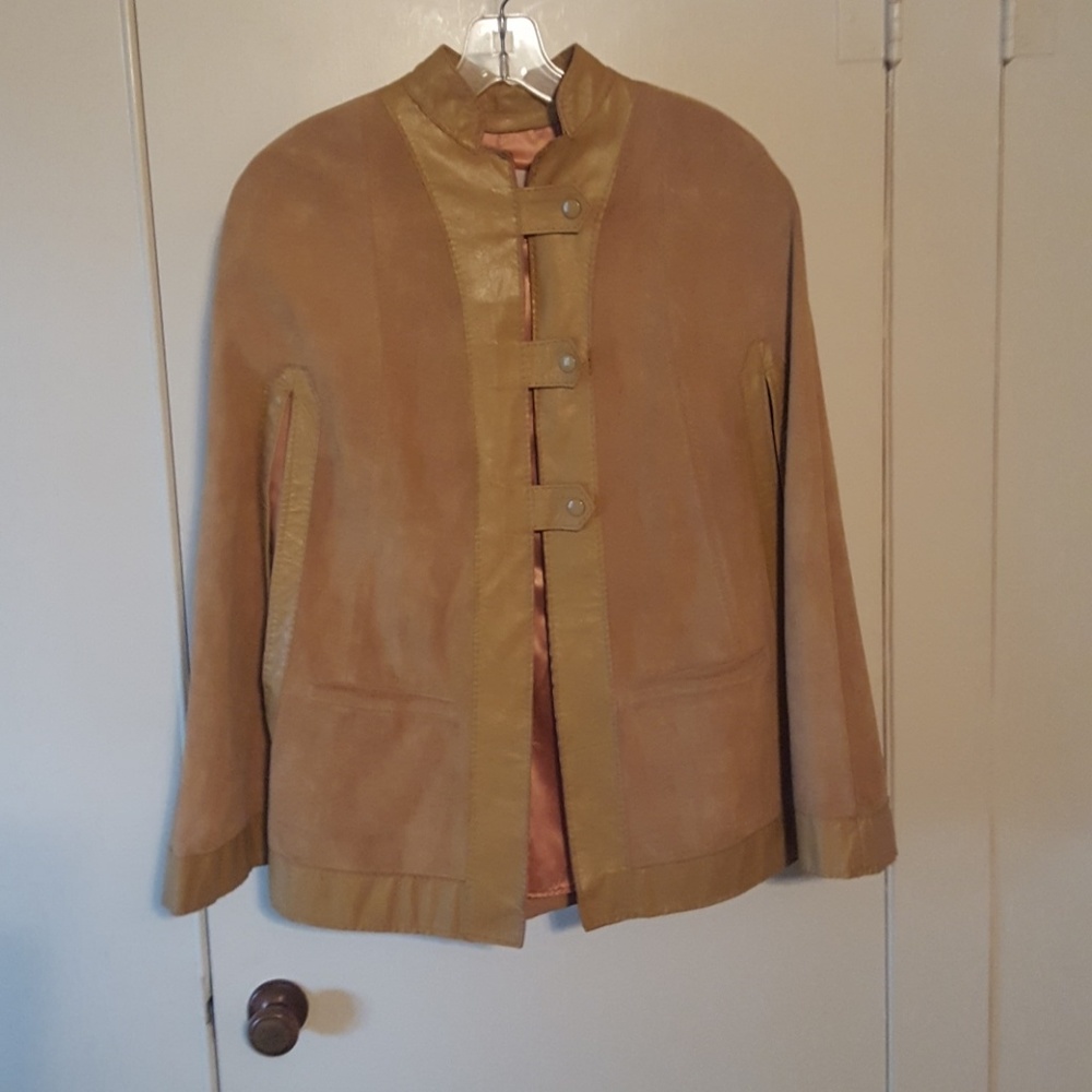 Vintage suede & leather poncho